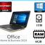 HP laptop with AMD processor, 1TB hard drive, 6GB RAM, Touchscreen display, and Windows 10 operating system, promoting Office Home & Business 2019.