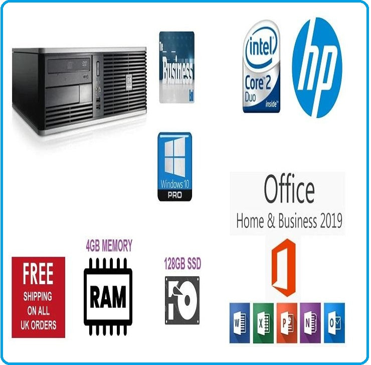 Hp Compaq dc5700 SFF C2D 2.13GHz 4GB 128GB SSD W10 Pro WIFI Business Computer
