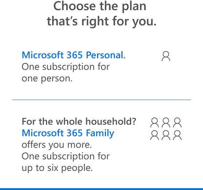 Microsoft 365 Personal | Office 365 apps | 1 user | 1 year subscription | PC/Mac, Tablet and Phone | multilingual | download