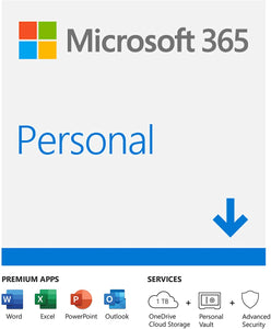 Microsoft 365 Personal | Office 365 apps | 1 user | 1 year subscription | PC/Mac, Tablet and Phone | multilingual | download