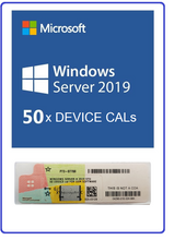 Load image into Gallery viewer, Sealed Windows Server 2019 Standard DVD &amp; COA OEM Pack + 50/50 User &amp; Device CALs | P73-07788
