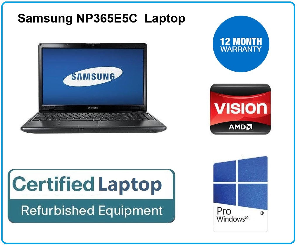 Samsung NP365E5C AMD 1.9GHz 4GB Ram 250GB SATA HDMI W10 Pro Laptop