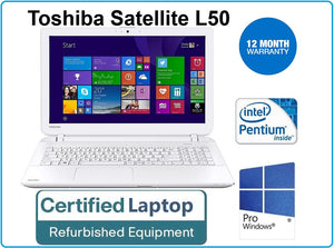 Toshiba Satellite L50 15.6" White 2.0GHz, 4GB 25GB W10 PRO WEBCAM, HDMI Laptop