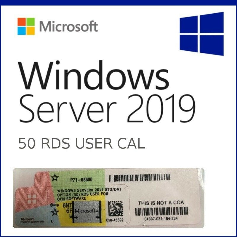 15x Windows Server 2019 Standard /Datacenter 50 USER RDS (Remote Desktop Services) CALs | OEM | P71-08800