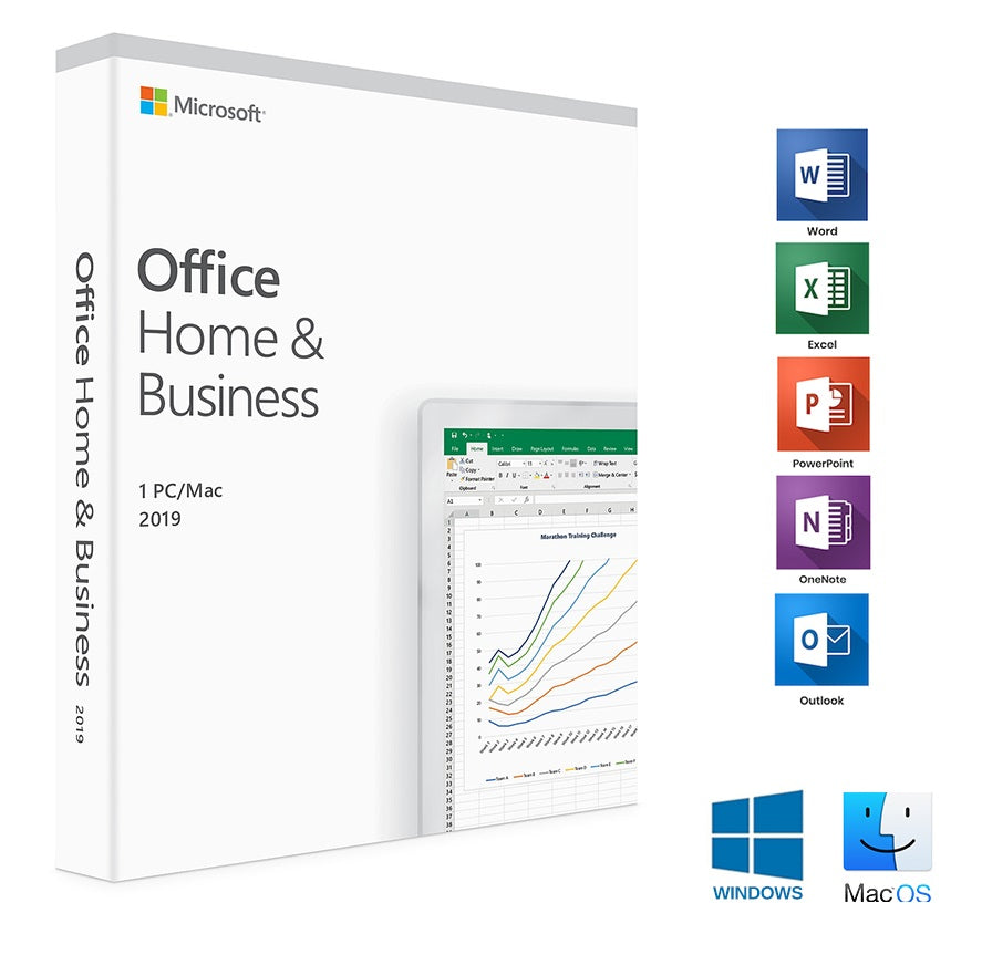 Microsoft Office Home and Business 2019 For MAC/ Windows PC 1 | Lifetime  (32/64Bit) | T5D-03183