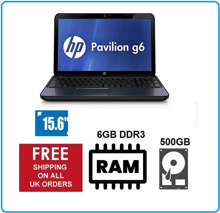 HP Pavillion G6 Blue 15.6" i3 2.40GHz, 6GB 500GB W10 WEBCAM, HDMI Laptop